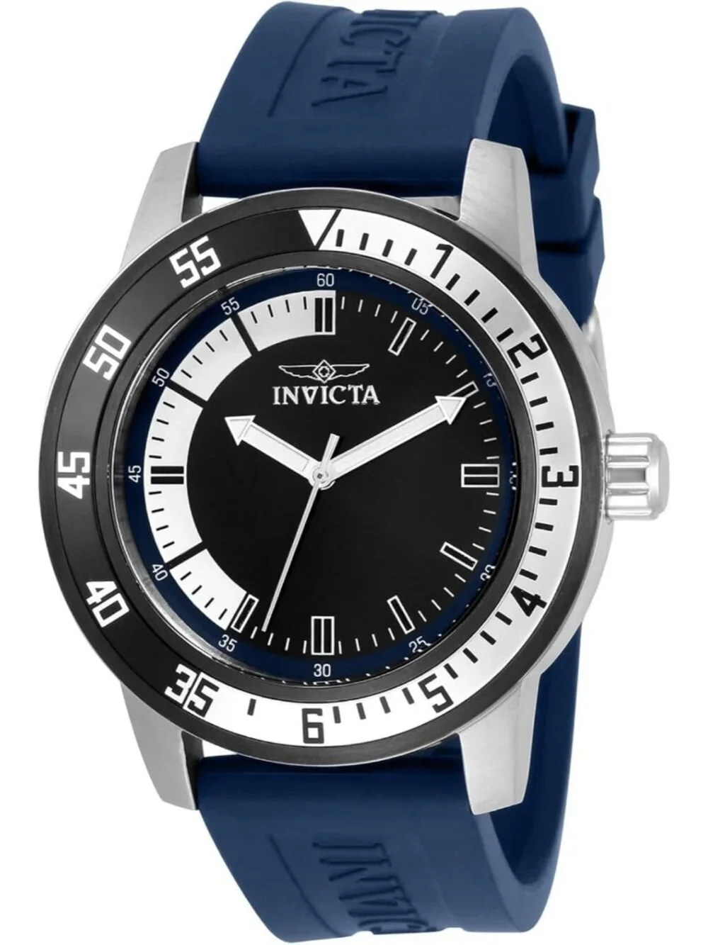 Mens Blue Black Analog Quartz Fashion Solid Specialty Silicone Round Wrist Watch